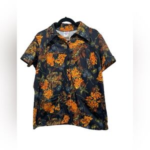 Vintage 60s/70s Land ‘n Sea Button Down Floral Shirt Size 38